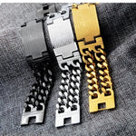 Hnsp 24mm de largura 316l aço inoxidável corrente cubana cruz pulseira para homens jóias masculino mão corrente envoltório pulseiras acessório punk