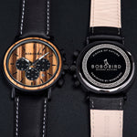 Bobobird relógio masculino de luxo, cronógrafo de quartzo, relógio de pulso personalizado, pulseira de metal e madeira, caixa de presente