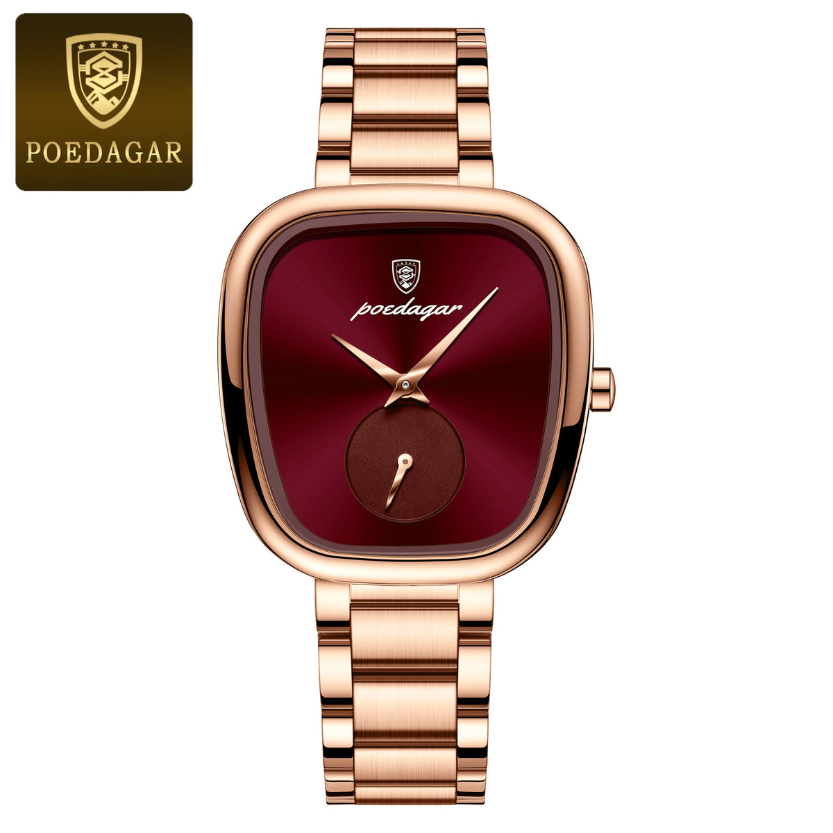 Poedagar luxo senhoras relógio de aço inoxidável à prova dwaterproof água relógio quartzo para mulher alta qualidade relógio feminino elegante relógios femininos