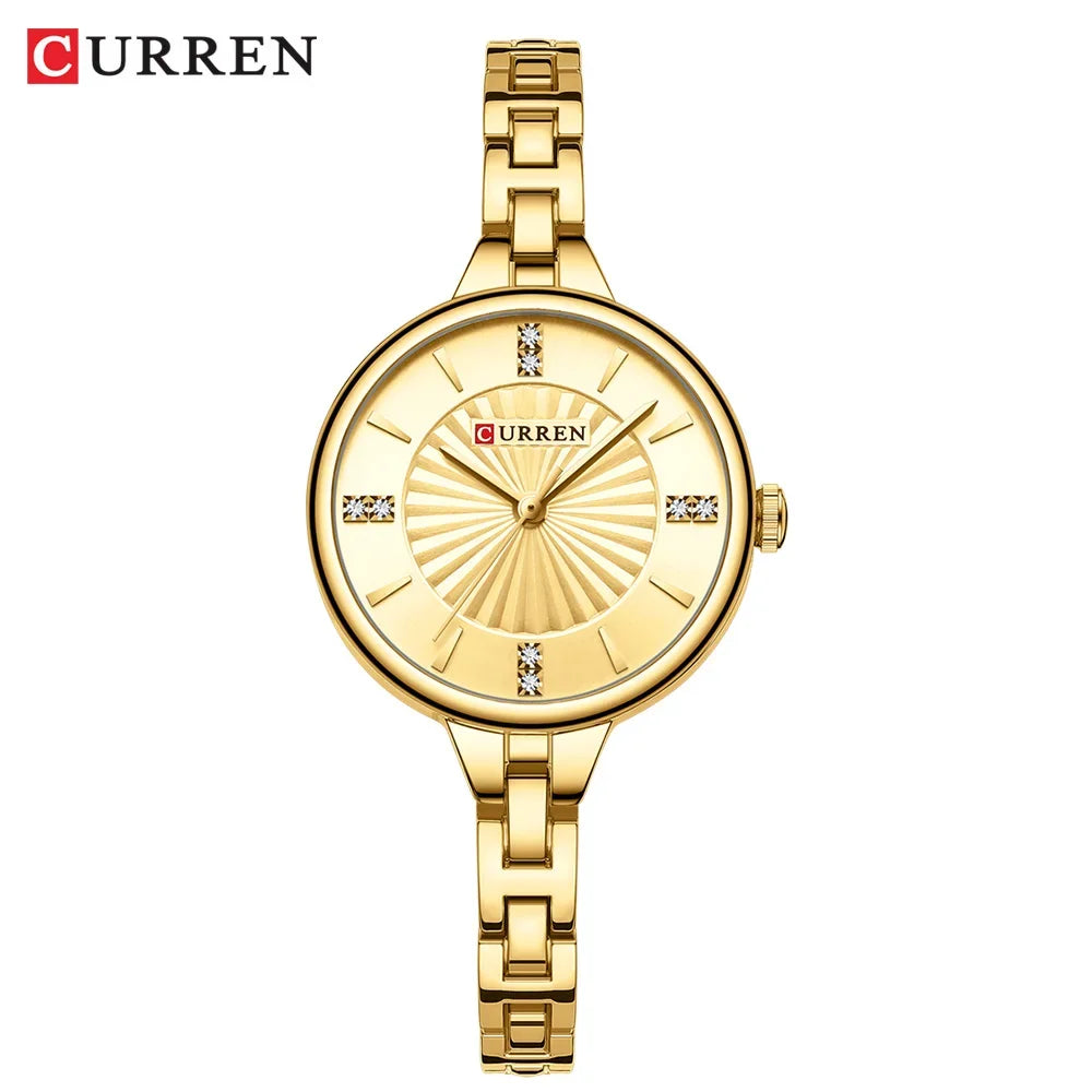 Curren-relógio de quartzo de luxo feminino, relógio pulseira magnética, pulseira esportiva, para mulheres