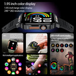 Novo esportes ao ar livre relógio inteligente masculino 1.95 polegada freqüência cardíaca oxigênio no sangue à prova dwaterproof água bt chamada smartwatch presente masculino para android ios