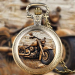 Requintado relógio de bolso de moto vintage relógio criativo com corrente de colar retro bronze cowboy masculino relogio melhor presente