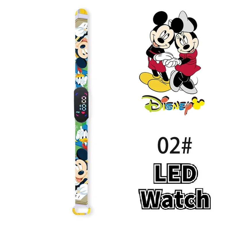 Nova disney mickey minnie led toque relógio donald duckbracelet relógio estudante crianças esportes dos desenhos animados relógio eletrônico presente brinquedo