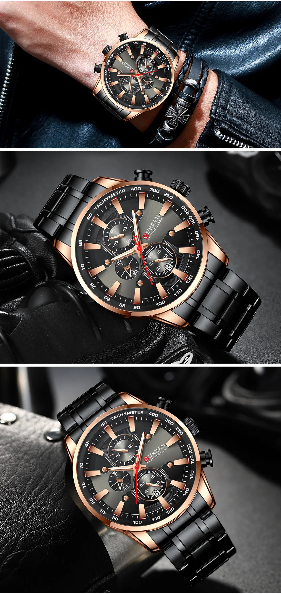 Curren-relógio de pulso masculino de quartzo, esportes, à prova d'água, com cronógrafo e data, marca de luxo, novo
