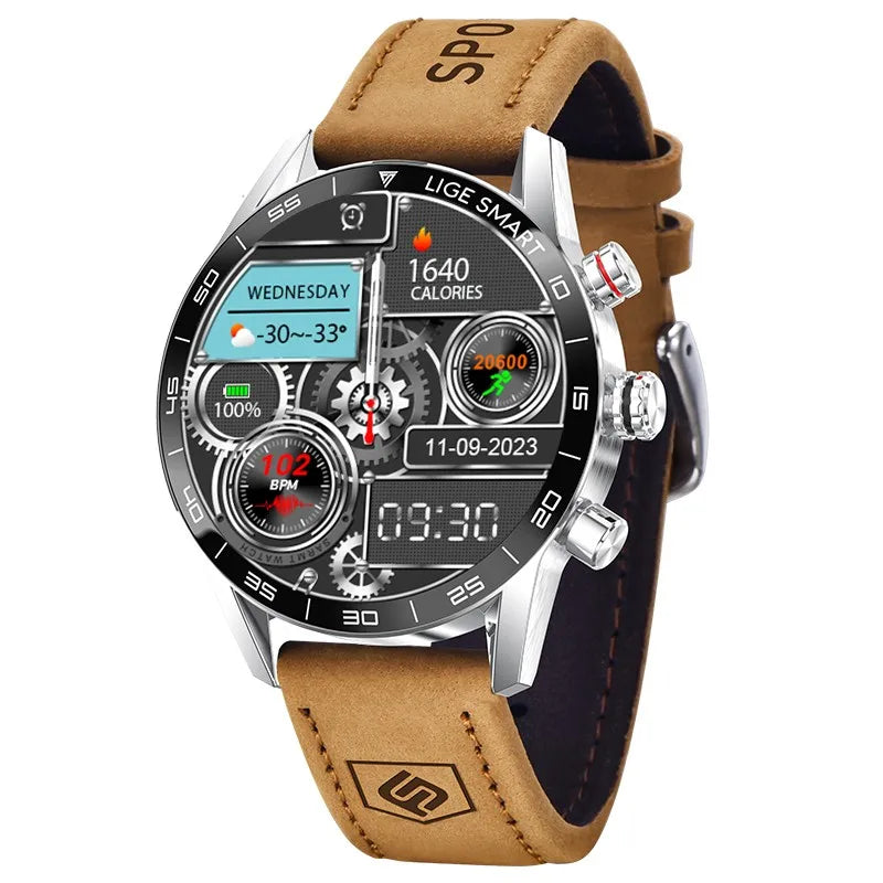 Lige 2024 novo robusto militar gps relógio inteligente masculino amoled tela hd freqüência cardíaca bluetooth chamada à prova dwaterproof água ao ar livre smartwatch