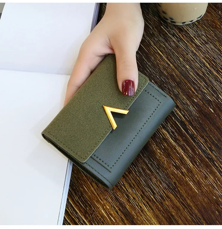 Couro nova bolsa feminina pequena carteira de couro curto marca luxo mini moda feminina carteiras e bolsa titular do cartão de crédito