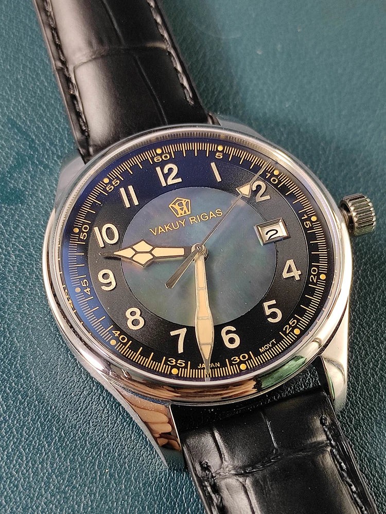 Relógio de pulso mecânico automático masculino, impermeável, calendário luminoso, ponteiro de gás, piloto alemão, movimento Nh35, C1