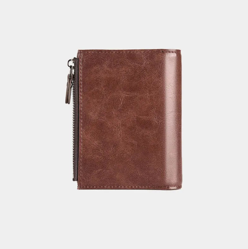 Carteira masculina de couro luxo curto titular do cartão rfid para homens zíper moeda bolsa portátil masculino carteiras billfold