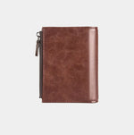 Carteira masculina de couro luxo curto titular do cartão rfid para homens zíper moeda bolsa portátil masculino carteiras billfold