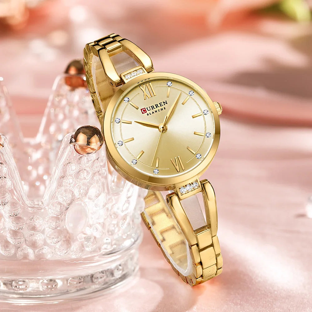 Curren relógios femininos elegante moda original relógio de quartzo para Laides à prova dwaterproof água aço inoxidável simples luxo uso diário