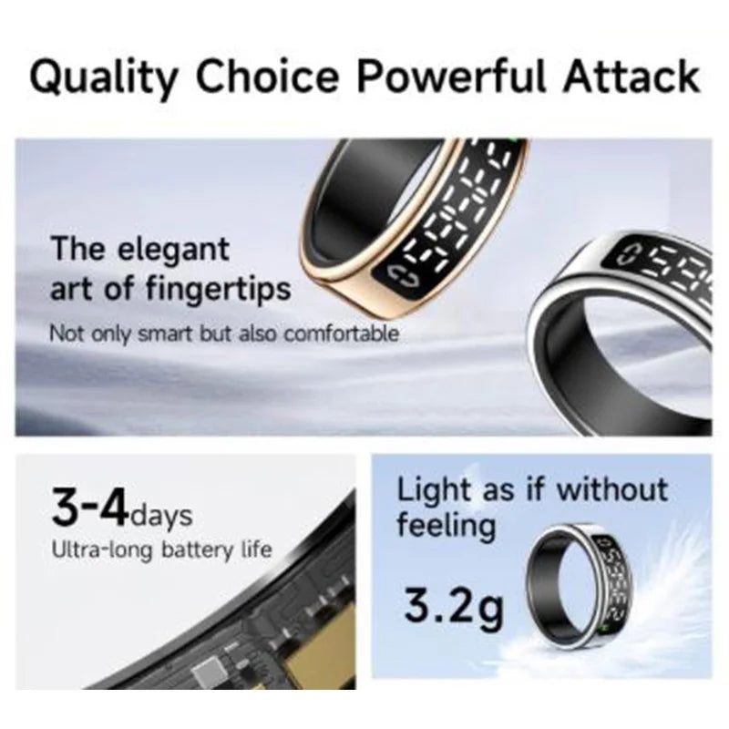 Xiaomi anel inteligente tela de exibição toque monitor saúde gesto furto vídeo/escova tiktok 5atm à prova dwaterproof água smartring para homens