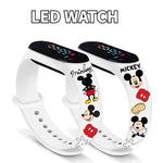 Nova disney mickey minnie led toque relógio donald duckbracelet relógio estudante crianças esportes dos desenhos animados relógio eletrônico presente brinquedo