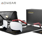 AOWEAR-Óculos de sol quadrados luxuosos para homens e mulheres, óculos de sol retrô polarizados, tons vintage, óculos com estojo
