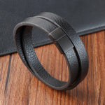 Moda trançado corda wrap preto pulseiras de couro para homens estilo clássico pulseira de aço inoxidável casal charme jóias presentes