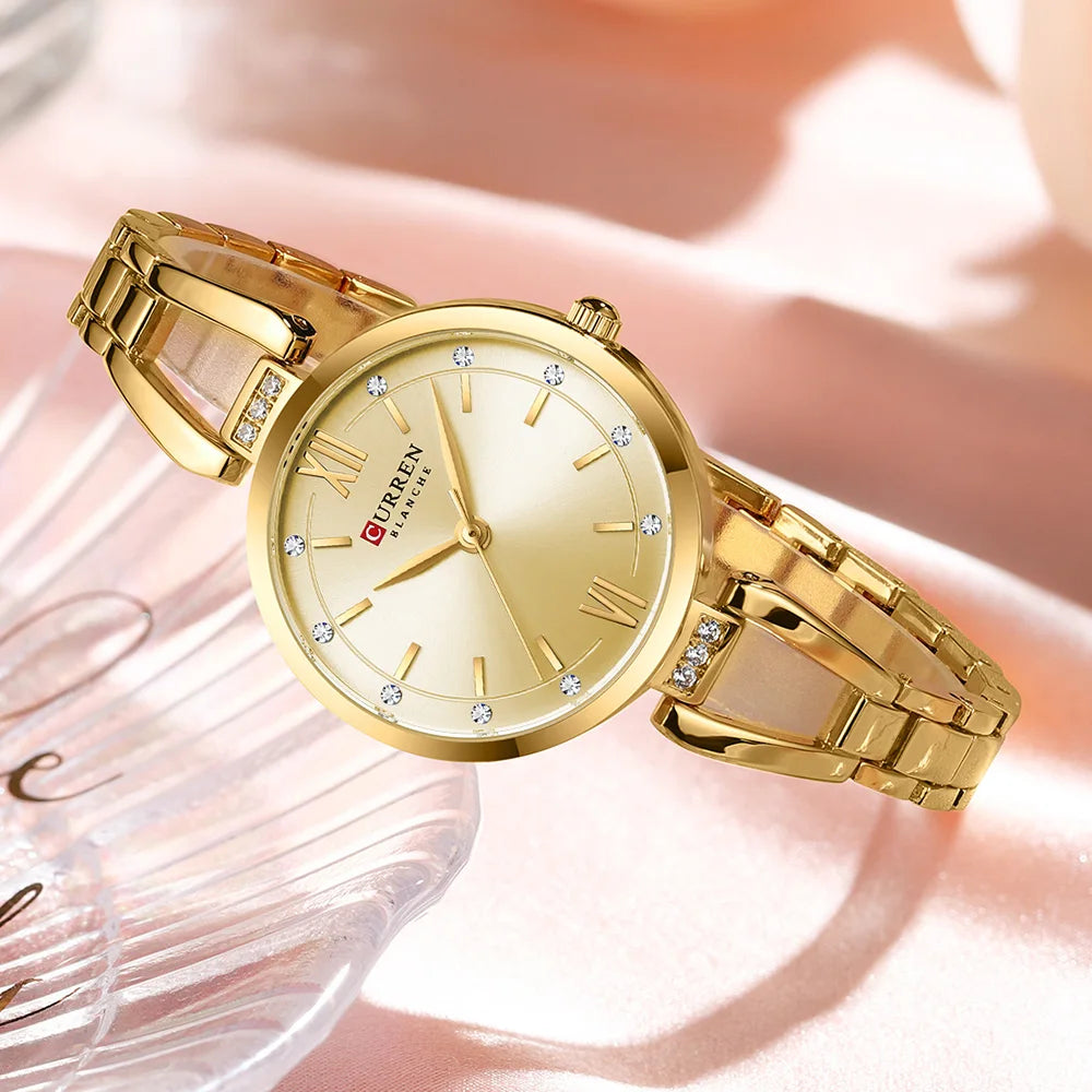 Curren relógios femininos elegante moda original relógio de quartzo para Laides à prova dwaterproof água aço inoxidável simples luxo uso diário