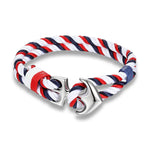 MKENDN Pulseiras de âncora masculinas, fio duplo, surfista náutico, corda à prova d'água, pulseira feminina, fivela esportiva de aço inoxidável preto