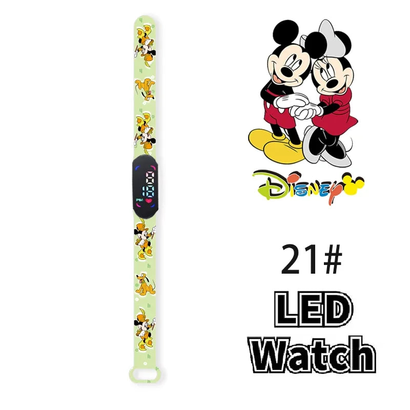 Nova disney mickey minnie led toque relógio donald duckbracelet relógio estudante crianças esportes dos desenhos animados relógio eletrônico presente brinquedo