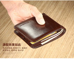 【Couro de couro genuíno】Manbang marca venda quente carteira masculina de luxo original curto tri-fold primeira camada bolsa de negócios