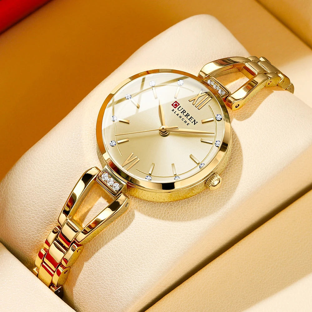 Curren relógios femininos elegante moda original relógio de quartzo para Laides à prova dwaterproof água aço inoxidável simples luxo uso diário