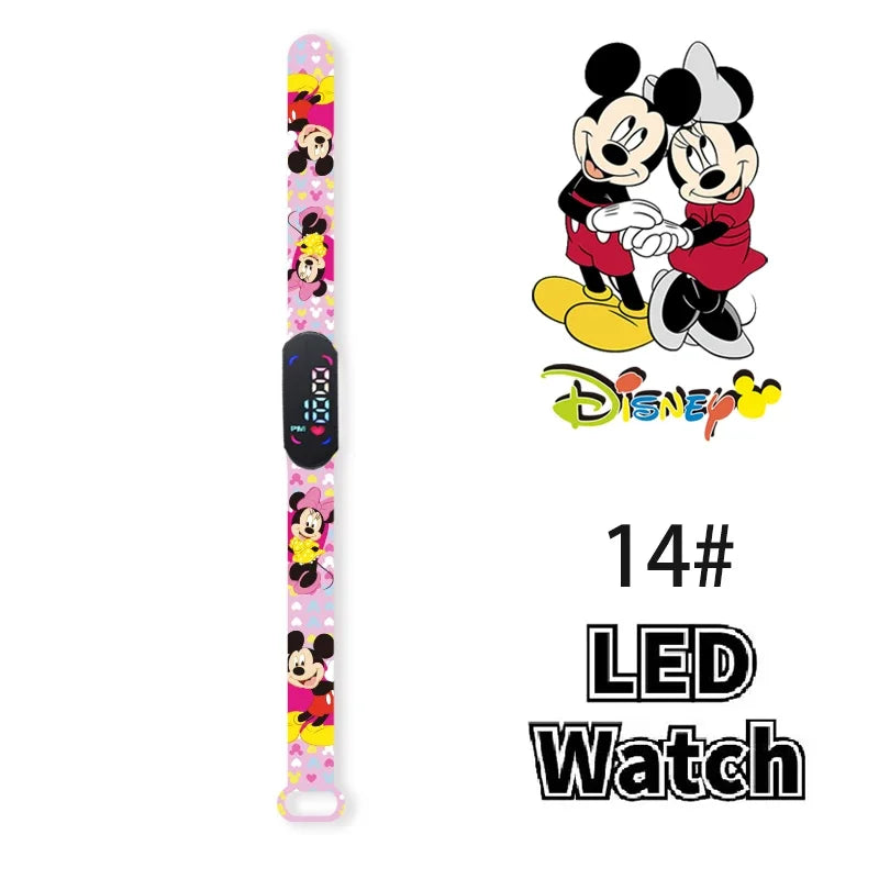 Nova disney mickey minnie led toque relógio donald duckbracelet relógio estudante crianças esportes dos desenhos animados relógio eletrônico presente brinquedo