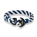 MKENDN Pulseiras de âncora masculinas, fio duplo, surfista náutico, corda à prova d'água, pulseira feminina, fivela esportiva de aço inoxidável preto