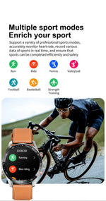 Impermeável relógio inteligente para homens, Bluetooth chamada, saúde do laser, pressão arterial, fitness esportes relógios, caixa, ECG, PPG