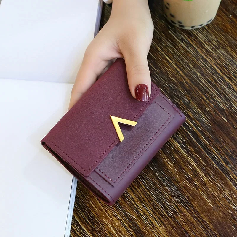 Couro nova bolsa feminina pequena carteira de couro curto marca luxo mini moda feminina carteiras e bolsa titular do cartão de crédito