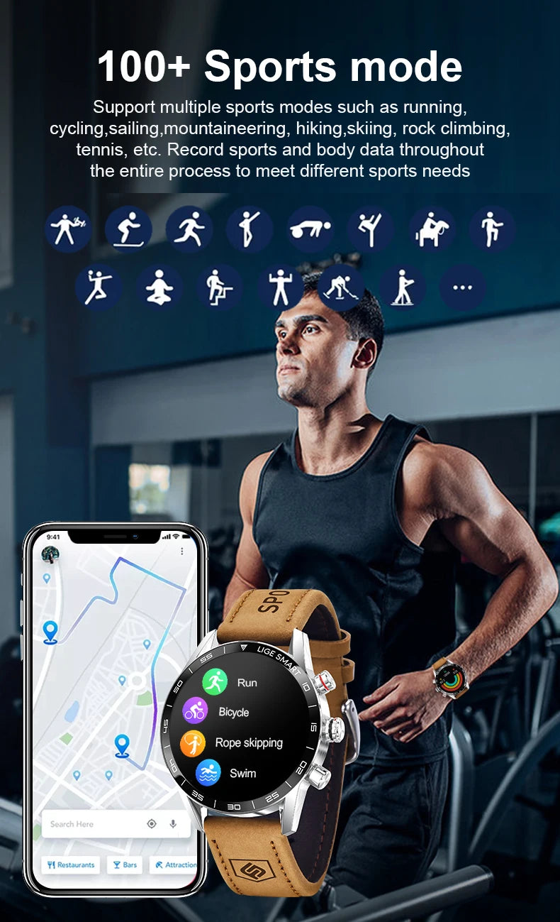 Lige 2024 novo robusto militar gps relógio inteligente masculino amoled tela hd freqüência cardíaca bluetooth chamada à prova dwaterproof água ao ar livre smartwatch