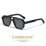 Caterside retro punk óculos de sol dos homens do vintage plana superior pontes duplas alta qualidade óculos de sol feminino viagem festa festival eyewear