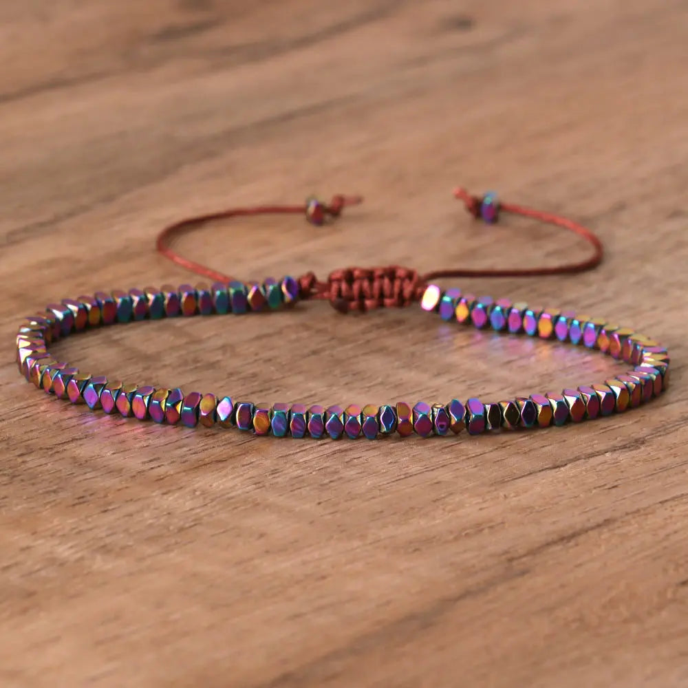 2x3 ouro/prata/ouro rosa contas facetadas trança pulseira ajustável para mulheres homens cintilante delicado pulseira jóias