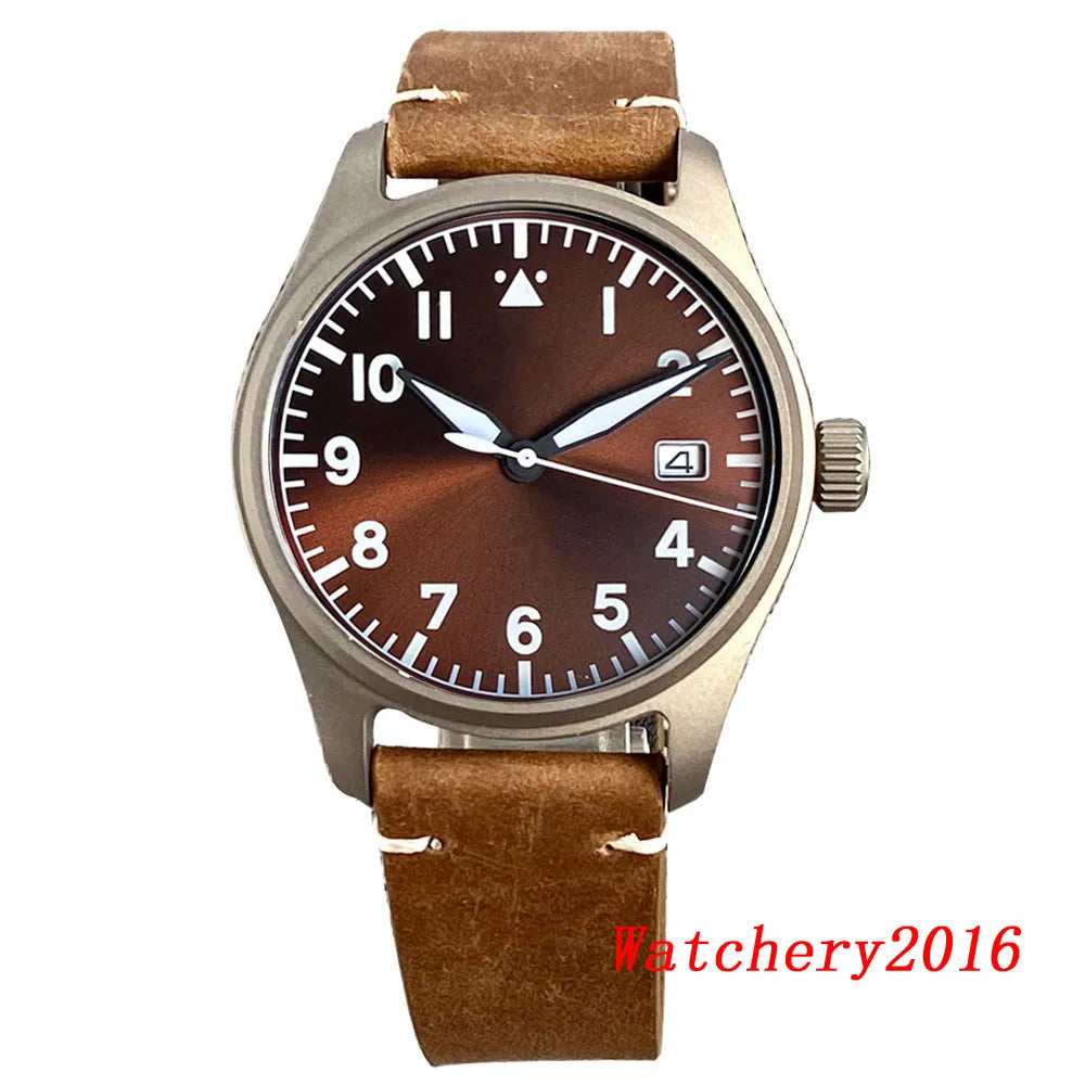 Novo tandorio piloto 39mm relógio de titânio movimento nh35 200m à prova dwaterproof água luminosa mergulho automático relógio masculino vidro safira escovado