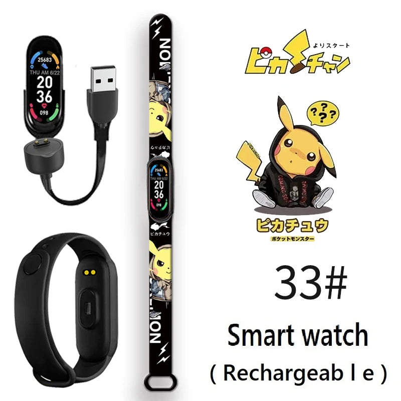 Pikachu Novo Estilo Magnético Bluetooth Relógio Inteligente Esportes Eletrônico Freqüência Cardíaca Pressão Pedômetro Música Monitoramento do Sono Blood Toy