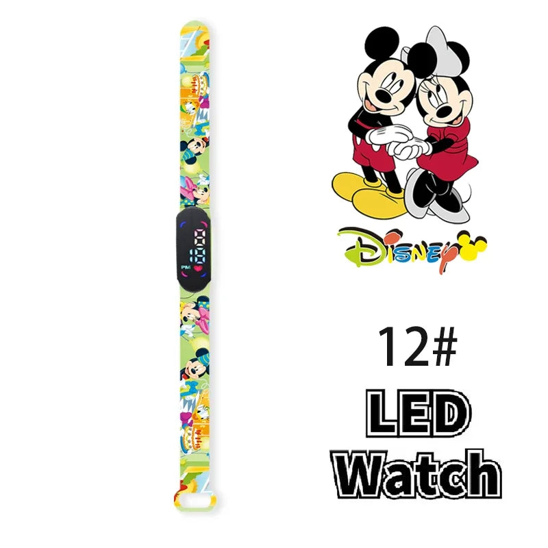 Nova disney mickey minnie led toque relógio donald duckbracelet relógio estudante crianças esportes dos desenhos animados relógio eletrônico presente brinquedo