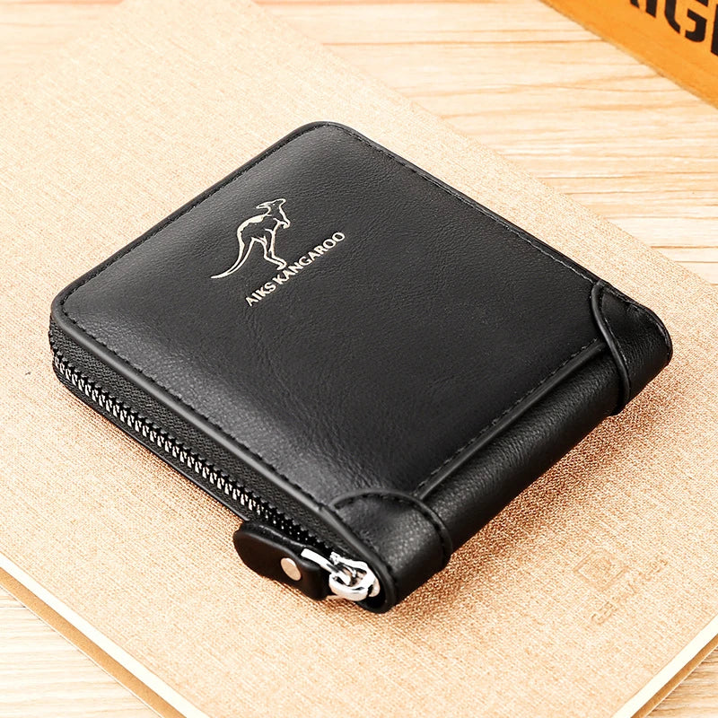 Carteira masculina de couro luxuosa masculina  Bolsa masculina com zíper porta-cartões com bolso para moedas carteiras Rfid presentes para homens bolsa de dinheiro