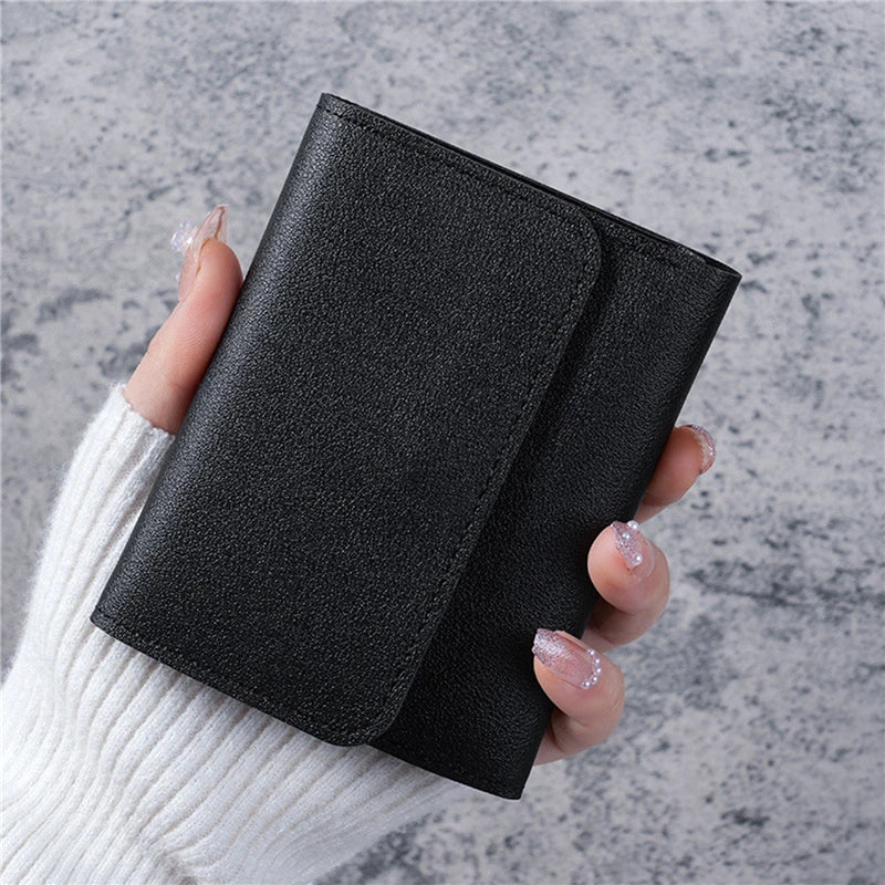 Novas carteiras fofas para mulheres pequeno ferrolho menina titular do cartão de crédito para couro do plutônio bolsa de moedas carteira feminina bolsas curtas para mulheres