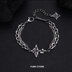 Retro chama cruz pulseira para homem mulher hip hop titânio aço splice corrente charme unisex jóias legal kpop acessórios de luxo
