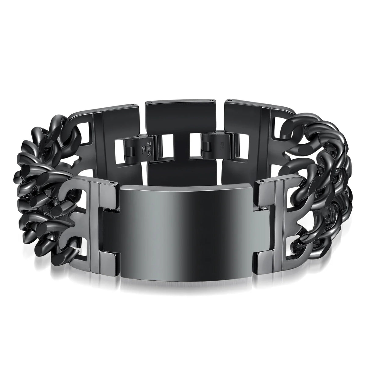 Hnsp 24mm de largura 316l aço inoxidável corrente cubana cruz pulseira para homens jóias masculino mão corrente envoltório pulseiras acessório punk