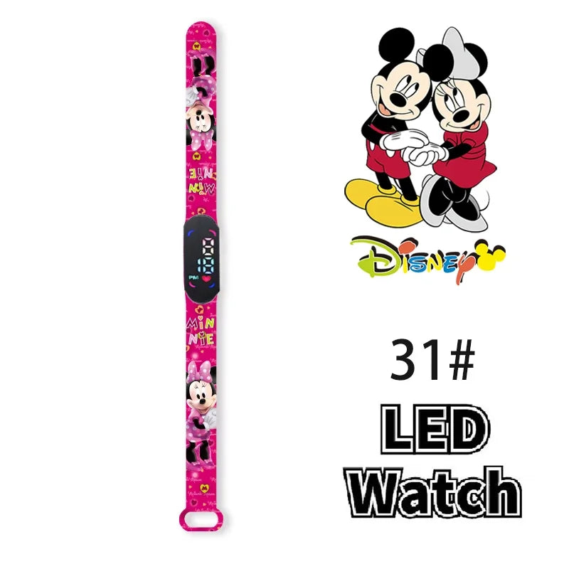 Nova disney mickey minnie led toque relógio donald duckbracelet relógio estudante crianças esportes dos desenhos animados relógio eletrônico presente brinquedo
