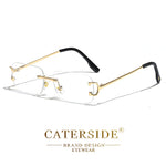 Caterside retangular óculos de sol masculino sem aro branco cobre pequeno quadrado óculos de sol para mulher lente gradiente ao ar livre uv400