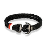 MKENDN Pulseiras de âncora masculinas, fio duplo, surfista náutico, corda à prova d'água, pulseira feminina, fivela esportiva de aço inoxidável preto
