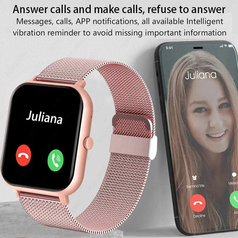 Xiaomi chamada relógio inteligente feminino mostrador personalizado smartwatch para android ios à prova dwaterproof água bluetooth música relógios relógio de toque completo