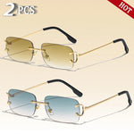 Caterside retangular óculos de sol masculino sem aro branco cobre pequeno quadrado óculos de sol para mulher lente gradiente ao ar livre uv400