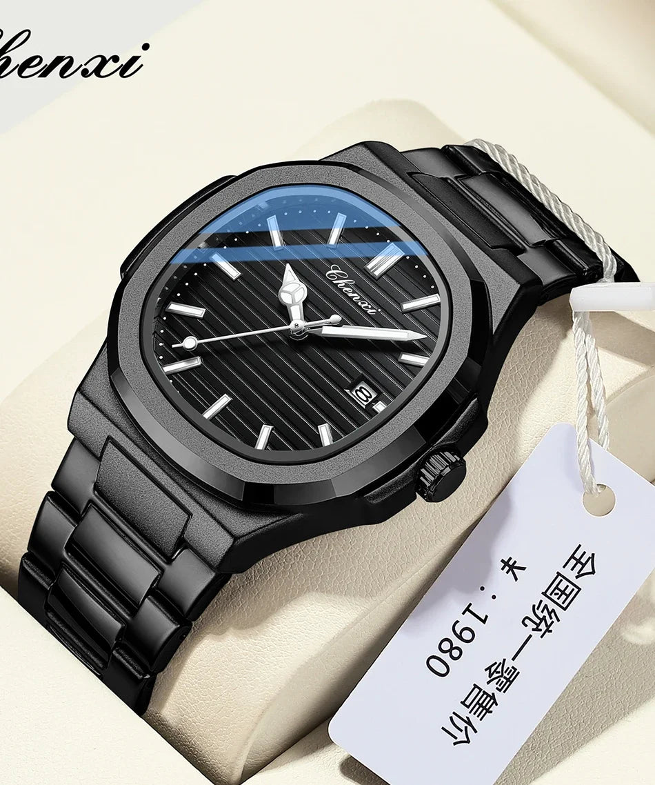 Chenxi 8222 luxo ouro aço inoxidável luminoso casual relógio de negócios para homens moda quartzo relógios pulso à prova dwaterproof água