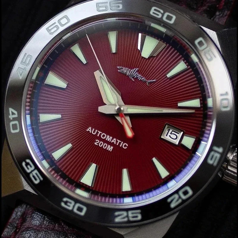 Heimdallr Monster Diver relógio masculino mostrador azul fosco cristal de safira NH35 mecânico automático 200m à prova d'água relógio luminoso completo