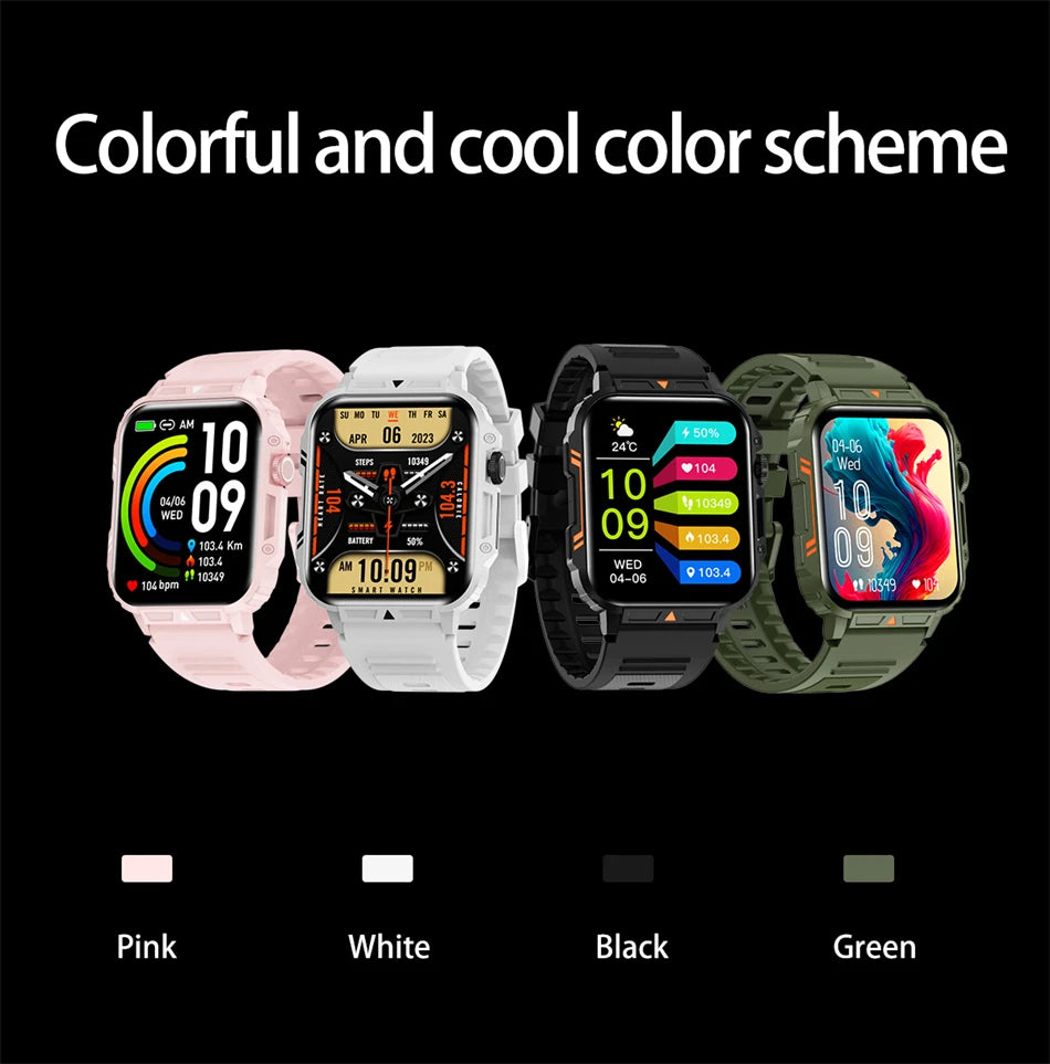 Novo esportes ao ar livre relógio inteligente masculino 1.95 polegada freqüência cardíaca oxigênio no sangue à prova dwaterproof água bt chamada smartwatch presente masculino para android ios
