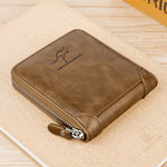 Carteira masculina de couro luxuosa masculina  Bolsa masculina com zíper porta-cartões com bolso para moedas carteiras Rfid presentes para homens bolsa de dinheiro