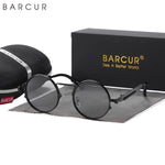 Barcur-redondo óculos de sol para homens e mulheres, polarizada, retro, steampunk, estilo vintage, uv400, acessório