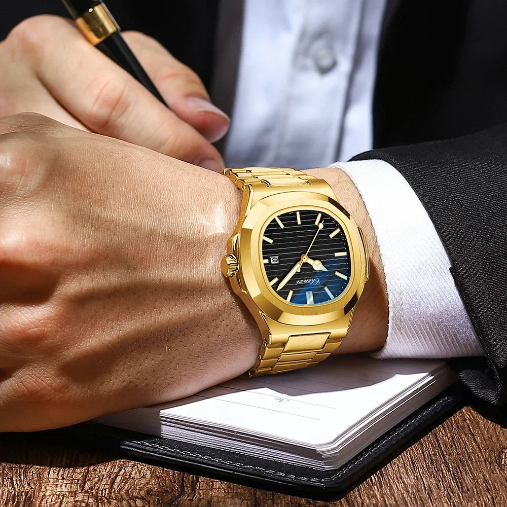 Chenxi 8222 luxo ouro aço inoxidável luminoso casual relógio de negócios para homens moda quartzo relógios pulso à prova dwaterproof água