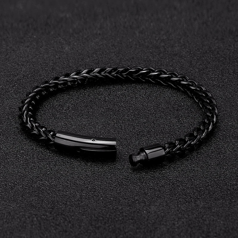 MKENDN Locomotiva Homens Punk Rock Pulseira de corrente de bicicleta 18k banhado a ouro botão magnético de aço inoxidável joias masculinas presentes