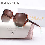 Barrcur moda feminina óculos de sol cores gradientes pc elíptico grande quadro uva/b polarizado óculos de sol branco pacote caixa de presente